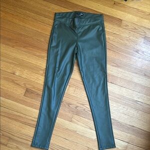 Olive Green Faux Leather Leggings